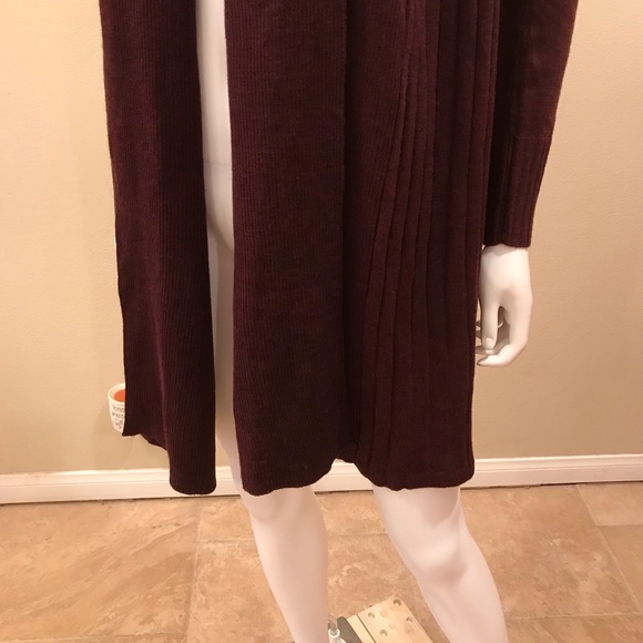 HM Long Cardigan Sweater Duster Womens Size XS Extra Small Burgundy Acrylic Wool - Picture 11 of 13